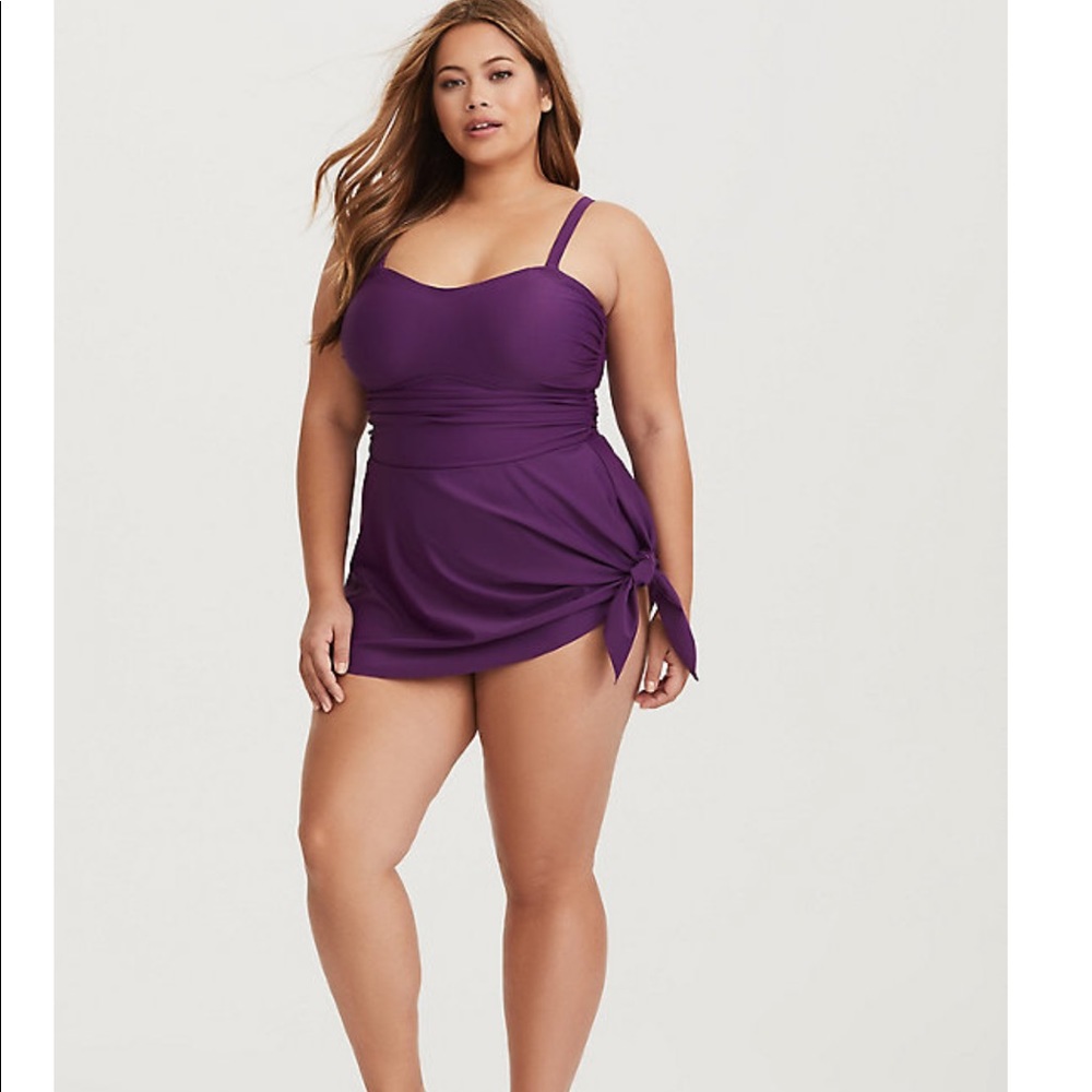 NWT Torrid Purple bandeau asymmetrical swimsuit